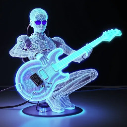Burning blue electric guitar